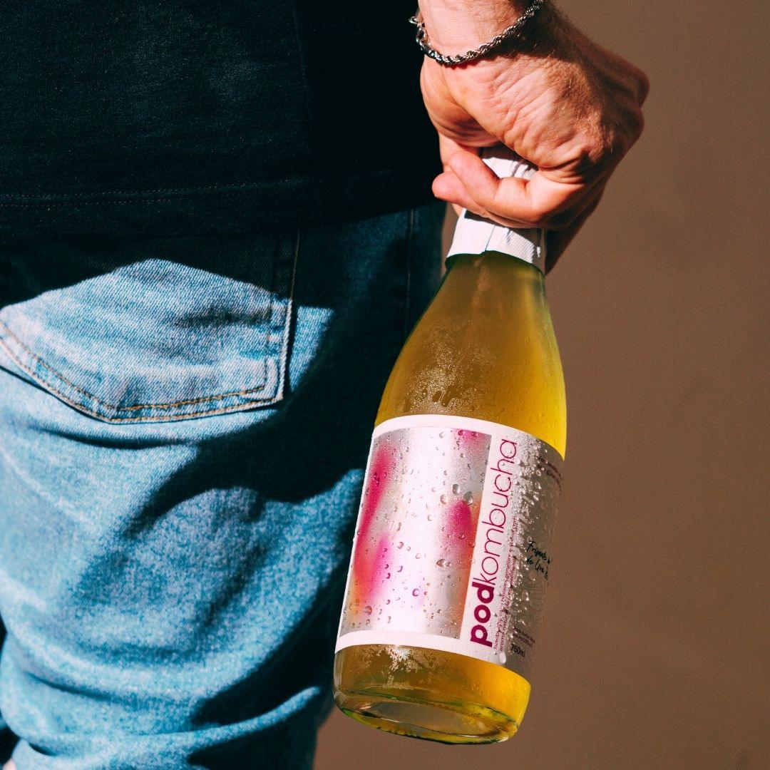 Espumante de Kombucha Pod 750ml - Uva Branca - Pod Kombucha - Espumante de Kombucha