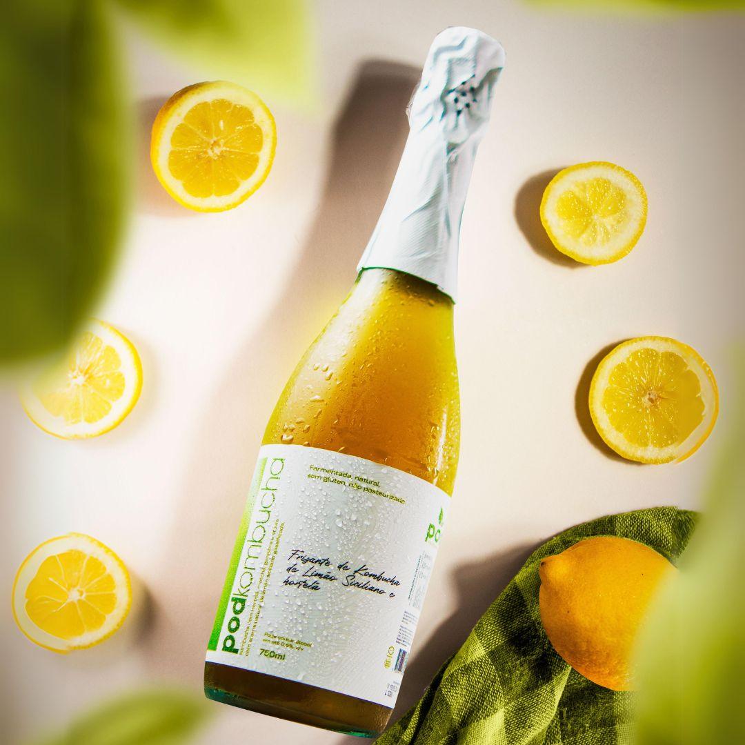 Espumante de Kombucha Pod 750ml - Uva Branca - Pod Kombucha - Espumante de Kombucha