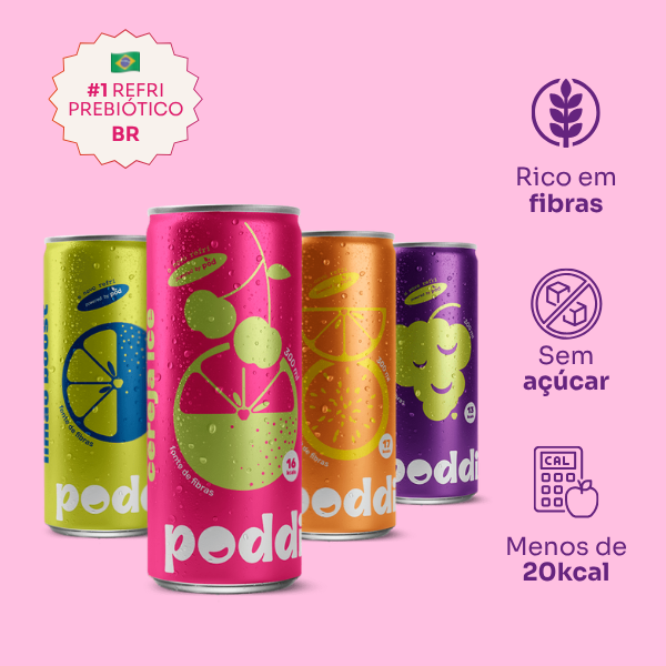 Kit 12 Refrigerantes Poddi 100% Natural Sem Açúcar