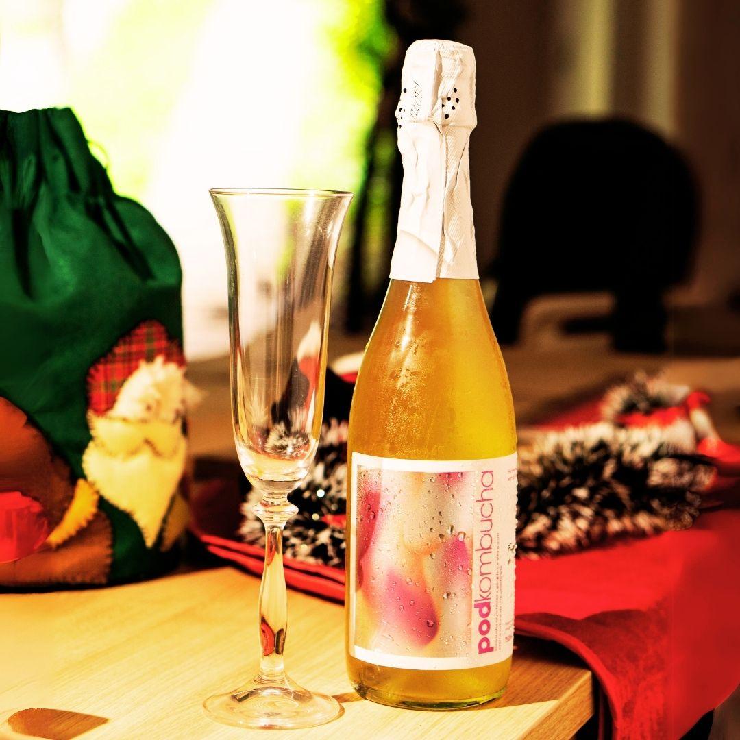 Espumante de Kombucha Pod 750ml - Uva Branca - Pod Kombucha - Espumante de Kombucha