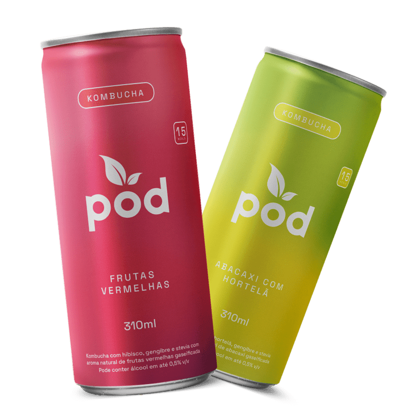 Kit 3 Kombuchas Pod 310ml - Pod Kombucha - Lata Kombucha 310ml