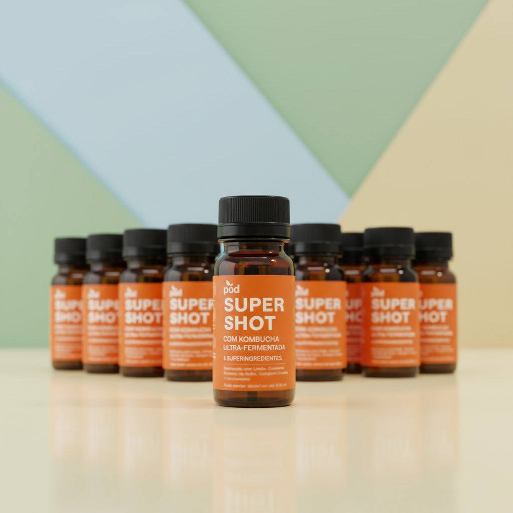 Kit 60 Super Shots de Kombucha Pod 50ml Imunidade Digestão (clube)
