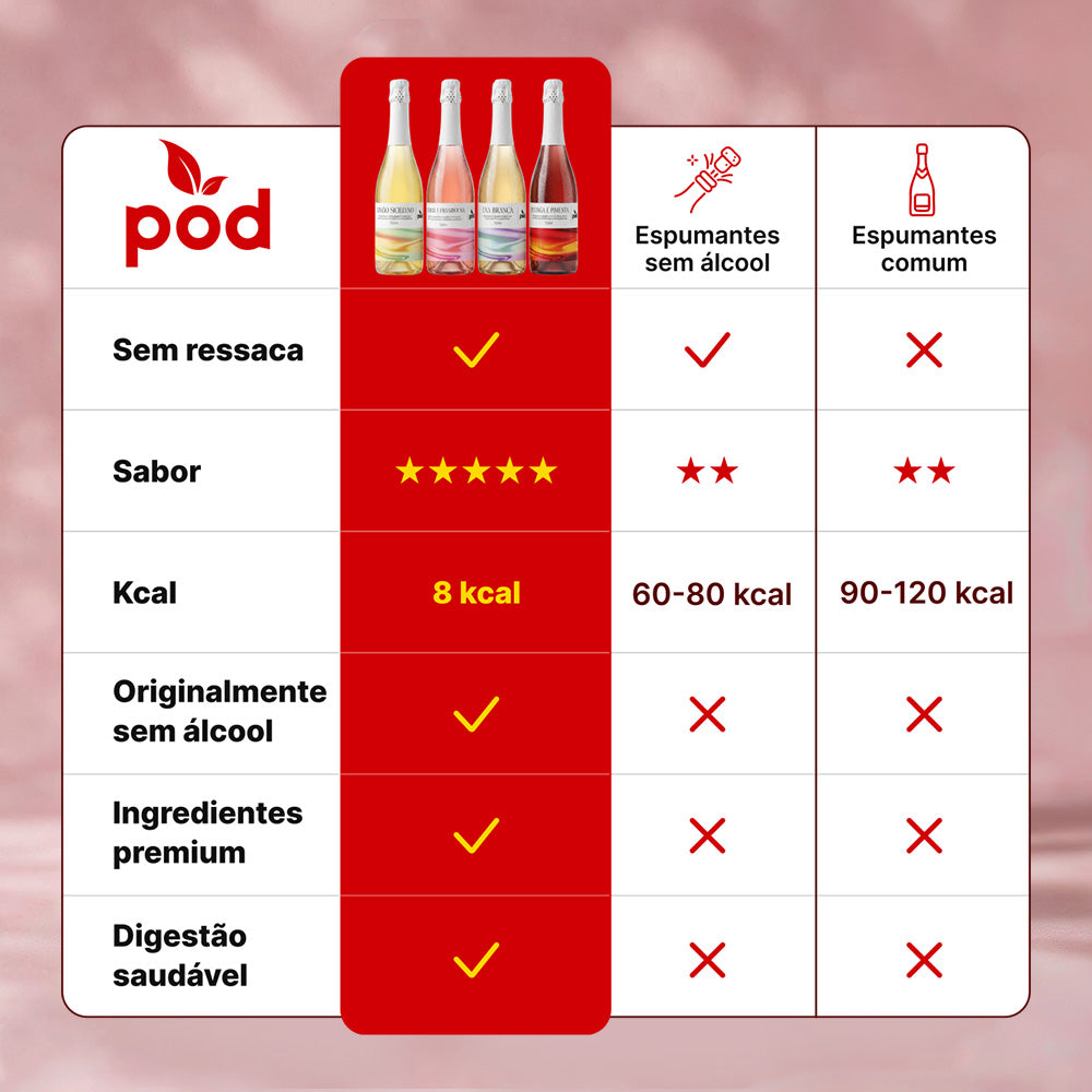 kit 4 Espumantes sem álcool + 4 Kombuchas Lata 310ml