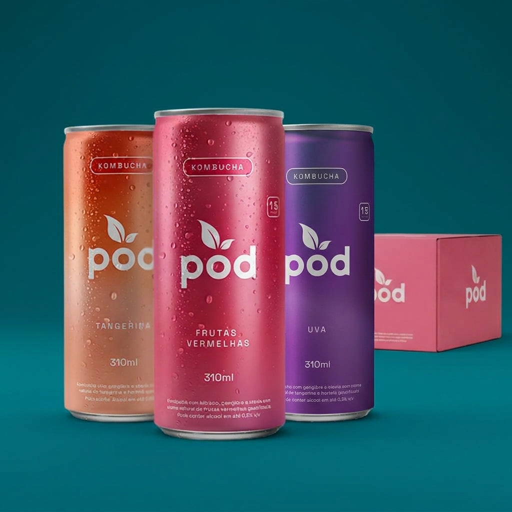 Kit 60 un. Pod 310 ml · Clube (24 tangerina, 24 frutas vermelhas, 12 uva)