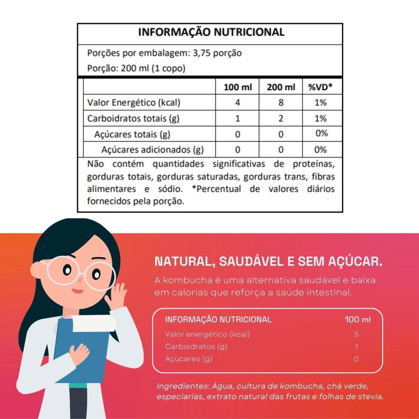 Espumante de Kombucha Pod 750ml Sem Álcool - Uva Branca