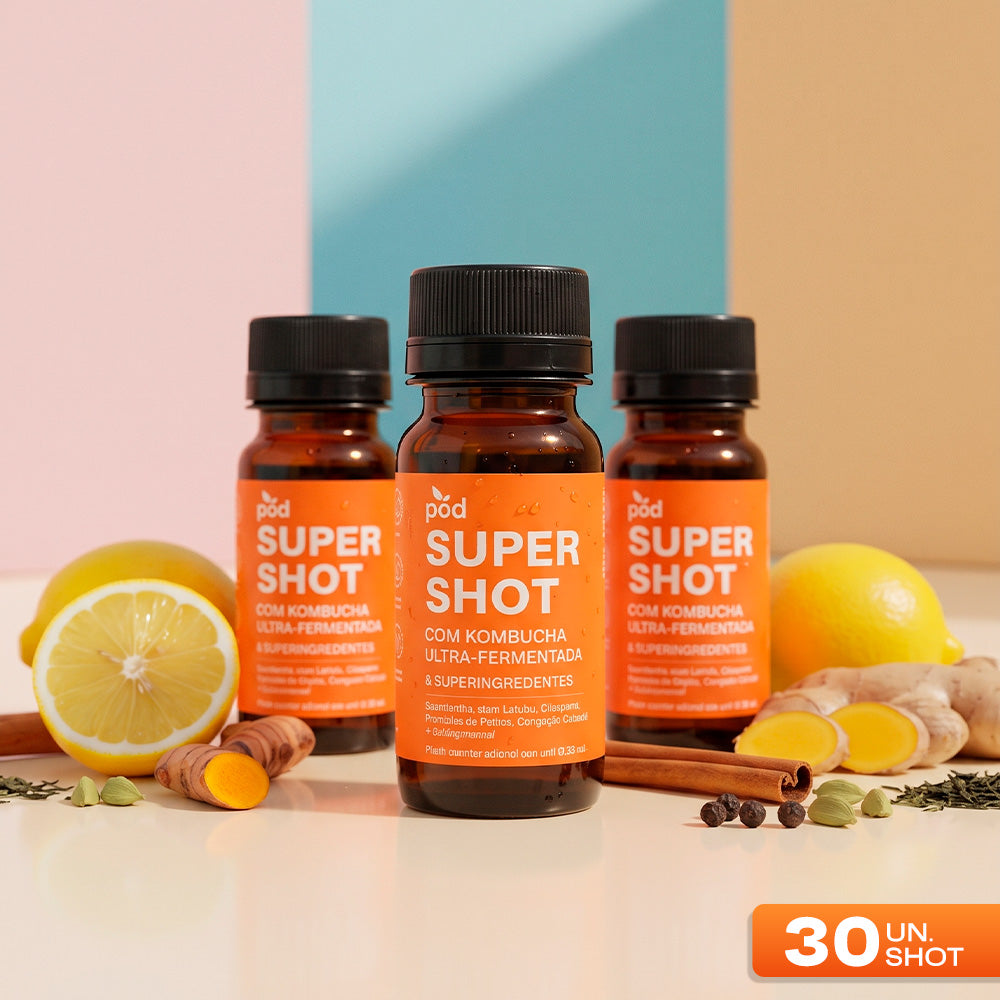 Kit 60 Super Shots de Kombucha Pod 50ml Imunidade Digestão (clube)