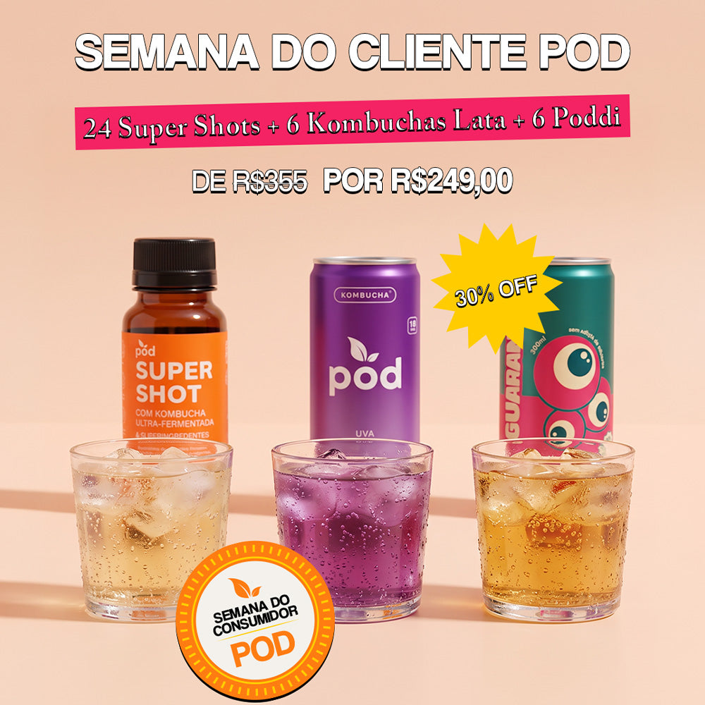 Rotina Completa | 24 Super Shots + 6 Kombuchas Lata + 6 Poddi