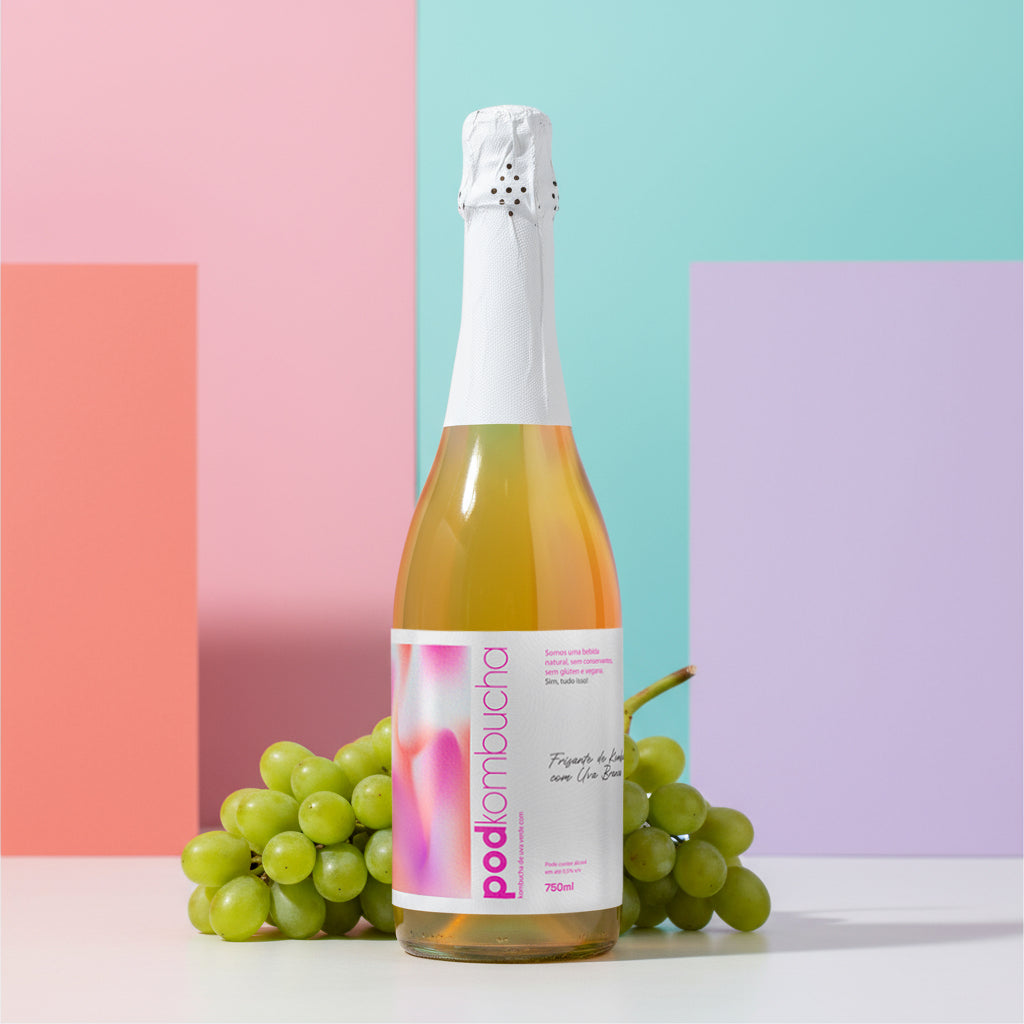 Espumante de Kombucha Pod 750ml - Uva Branca