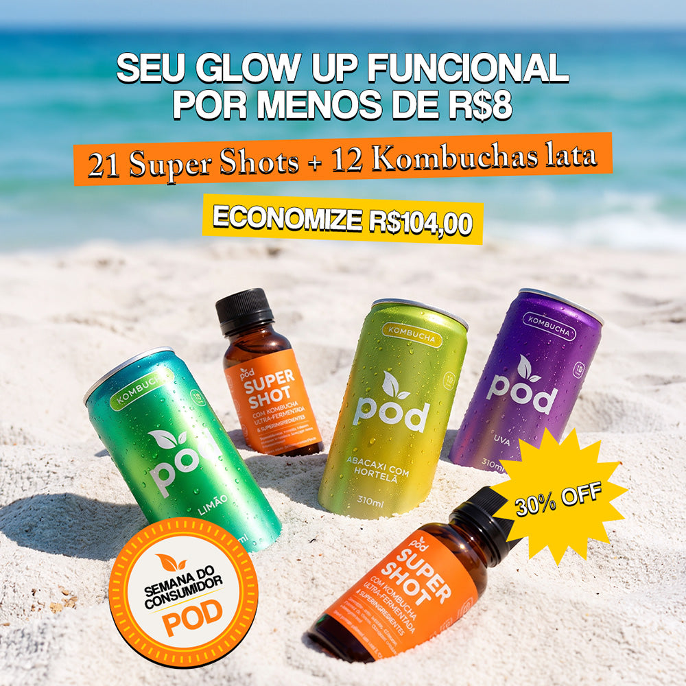 Detox 3 Semanas | 21 Super Shots - 12 Kombuchas Lata 310ml