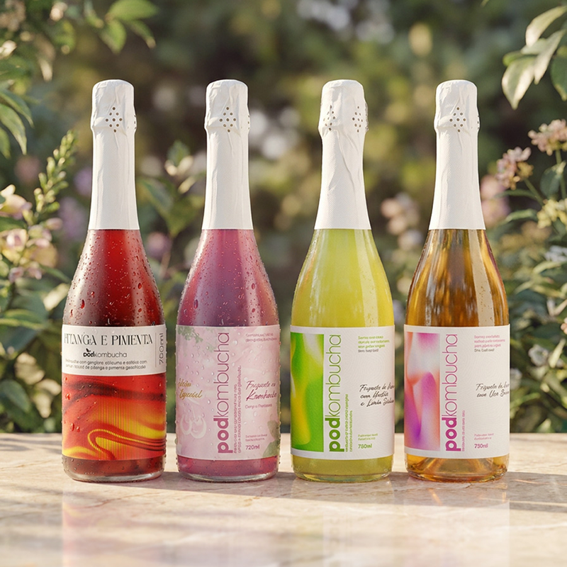 Kit Experimentação | 1 Espumante - 3 kombucha 310ml - 3 Poddi - 3 Nood Energy - 3 shots