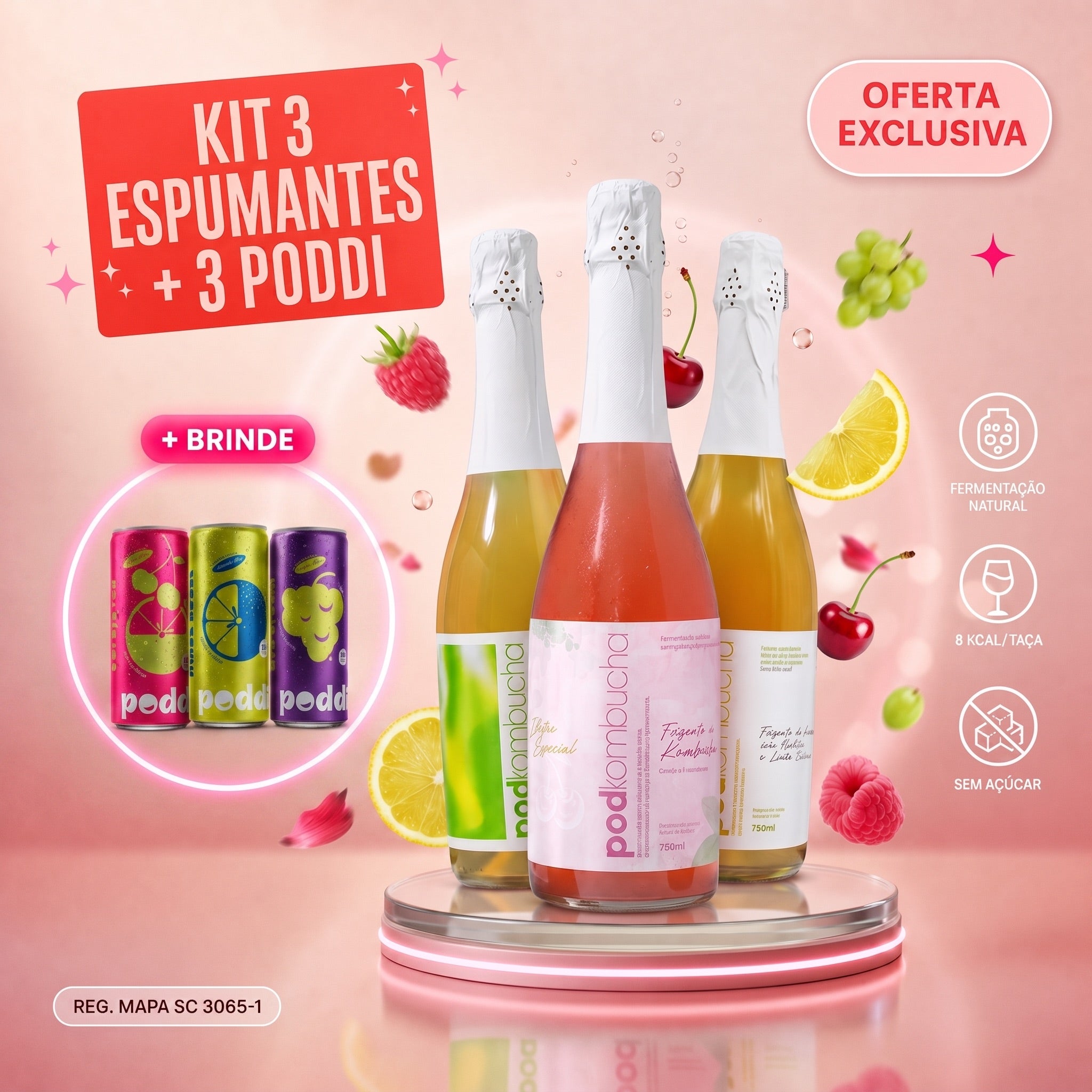 Espumante de Kombucha Pod - COMPRE E GANHE 03 REFRIS SAUDÁVEIS