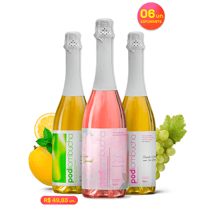 Kit Espumantes de Kombucha Pod 750ml Sem Álcool